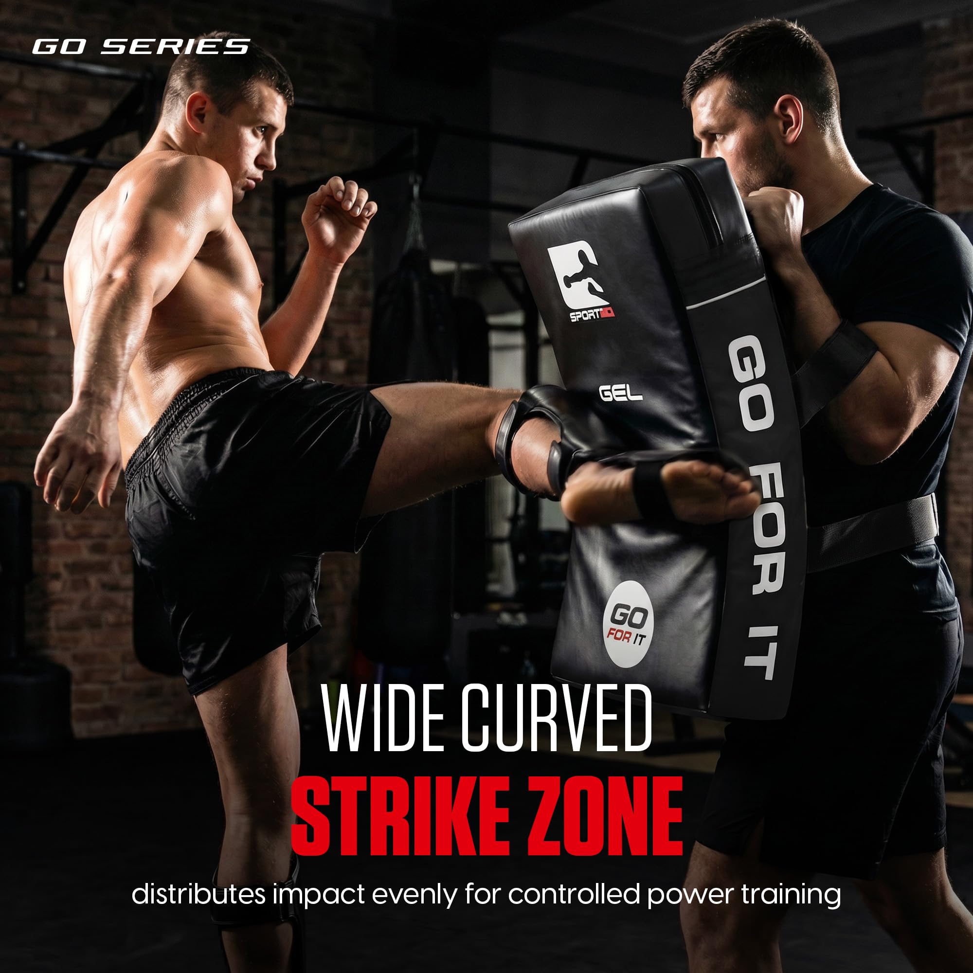 Almohadillas curvadas Kick Shield | Escudo de espuma de gel absorbente de golpes para entrenamiento de artes marciales, UFC, MMA, kickboxing y karate | Cubierta exterior de poliuretano