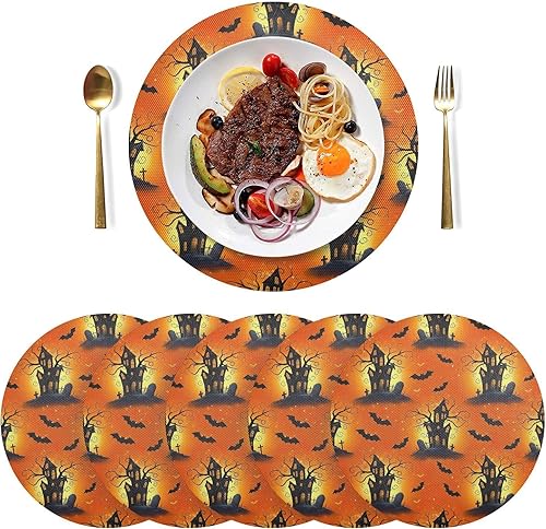 Miniatura 3 de Spooky Halloween Cartoon Printed Table Placemat, Washable Heat Resistant Placemats for Kitchen one sizex1