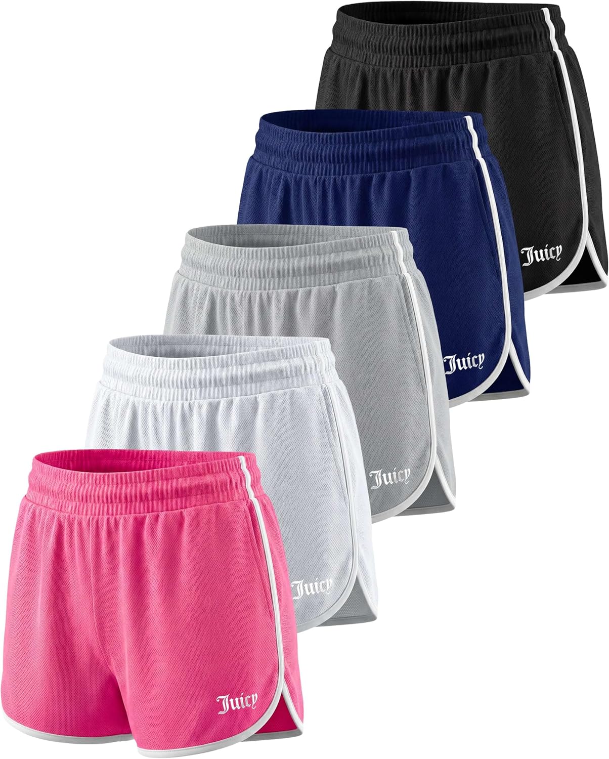 Juicy Couture Women's 3" Mesh Dolphin Shorts Athletic Running Workout Gym Yoga Dance Sports Casual Comfy Active Summer Ladies