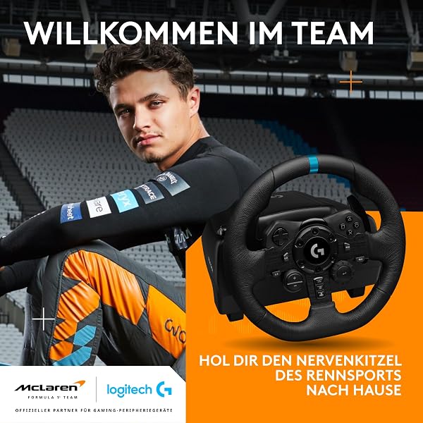 Logitech G G923 Racing Wheel und Pedale, TRUEFORCE bis zu 1000 Hz Force Feedback, Responsive Driving-Design, Doppelkupplungs-Startkontrolle, für PS5, PS4, PC, Mac – Schwarz - 2