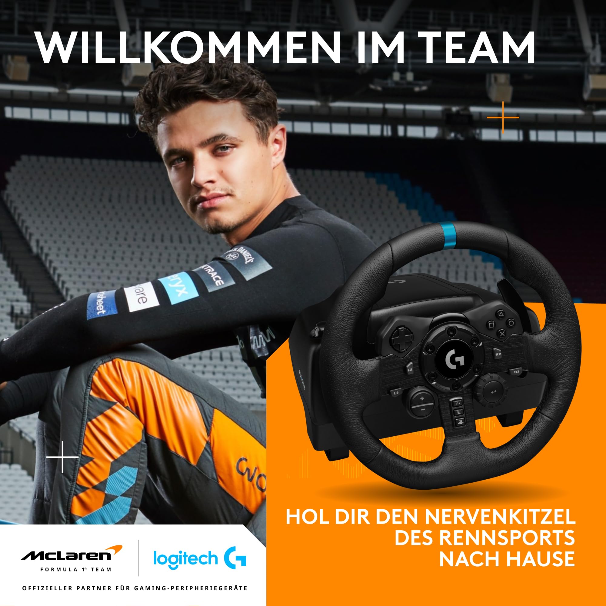 Logitech G G923 Racing Wheel und Pedale für Playstation & PC | TRUEFORCE bis 1000 Hz, reaktionsschnelle Führung, Doppelkupplung, fliegende Beschichtung. Für PS5, PS4, PC, Mac – Schwarz