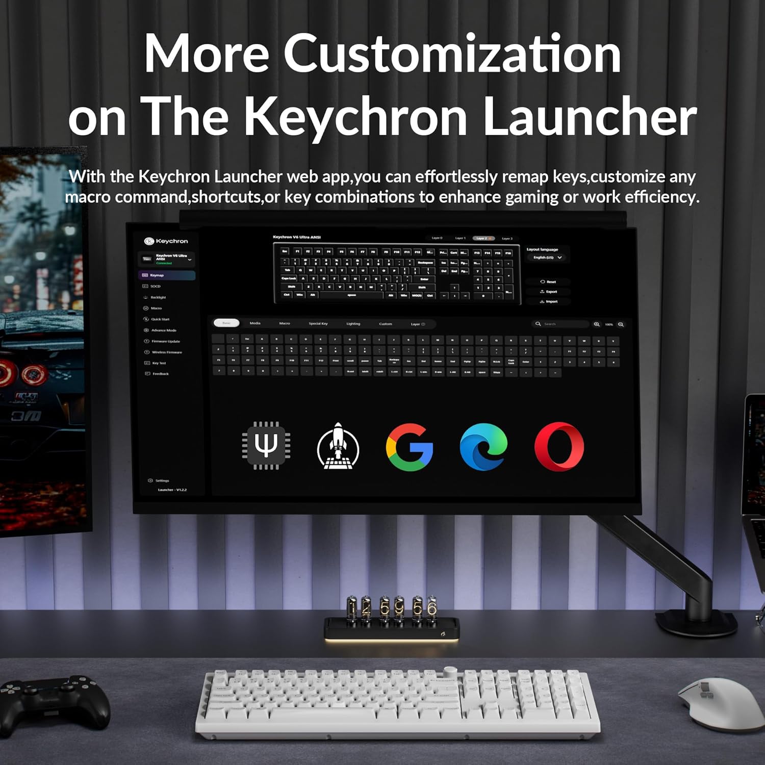 Keychron V6 Ultra 8K Full Size Wireless Mechanical Keyboard, 8000Hz, Hot-Swappable Brown Switch, RGB Backlight, PBT Keycaps, 2.4GHz/Bluetooth/Wired, ZMK/Web Launcher, for Windows macOS Linux – White