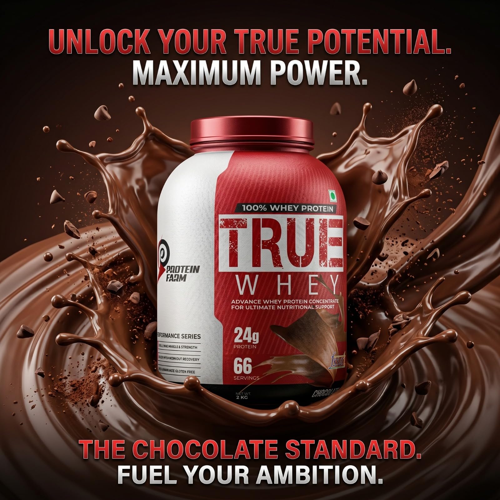 PROTEINFARM TRUE WHEY Protein Powder | CHOCOLATE, 2KG | Blend of Whey Concentrate, Whey Isolate) | 24g Pure Protein Per Scoop | BCAA for Quick Muscle Recovery I 66 servings — Amazon image 7