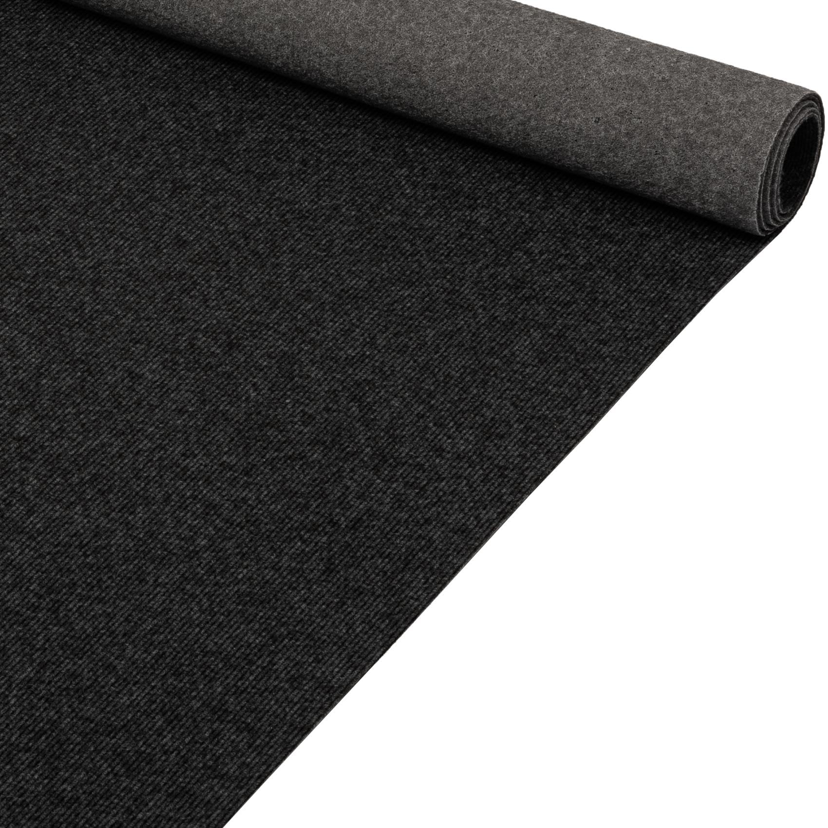 ANRO Yula Nadelfilz Teppich Meterware Anthrazit Messeteppich Rips Auslegware Teppichboden Läufer rutschfest schwer entflammbar Messe Hochzeit Event 133 x 15 m
