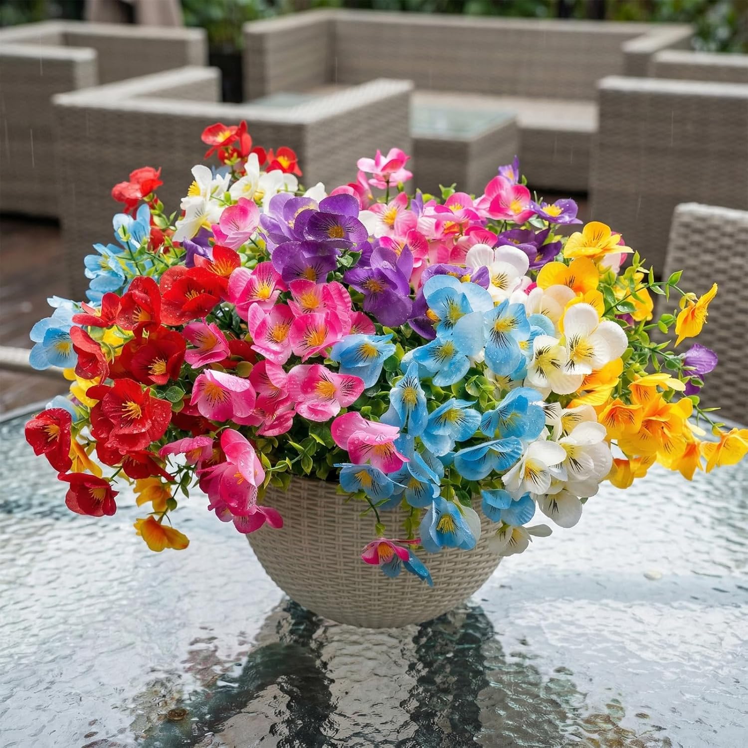 trytuny Artificial Flowers for Outdoor, Realistic Faux Plants for Outside Indoor Porch Patio Window Box Planter Home Decor (12Pcs Mixed Color)