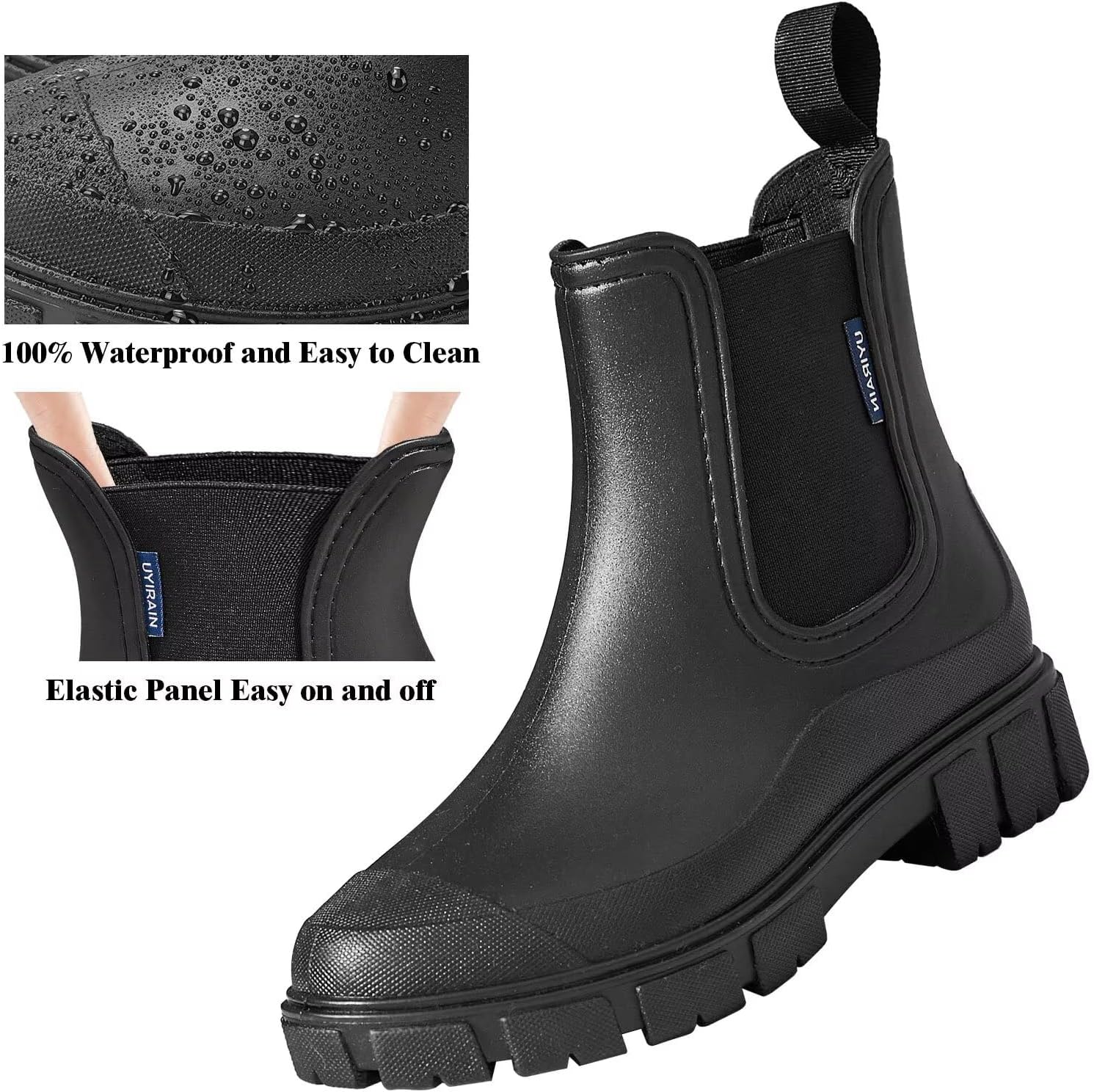 Short Rain Boots Women Waterproof Ankle Rainboots Fashion Chelsea Boots Non-Slip Garden Shoes for Outdoor Work Booties - Image 4