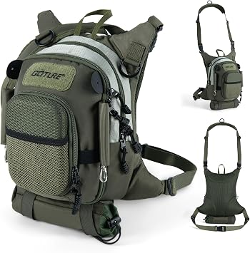 Goture Fly Fishing Chest Pack with Hard Shell Pocket & Water Bottle Holder