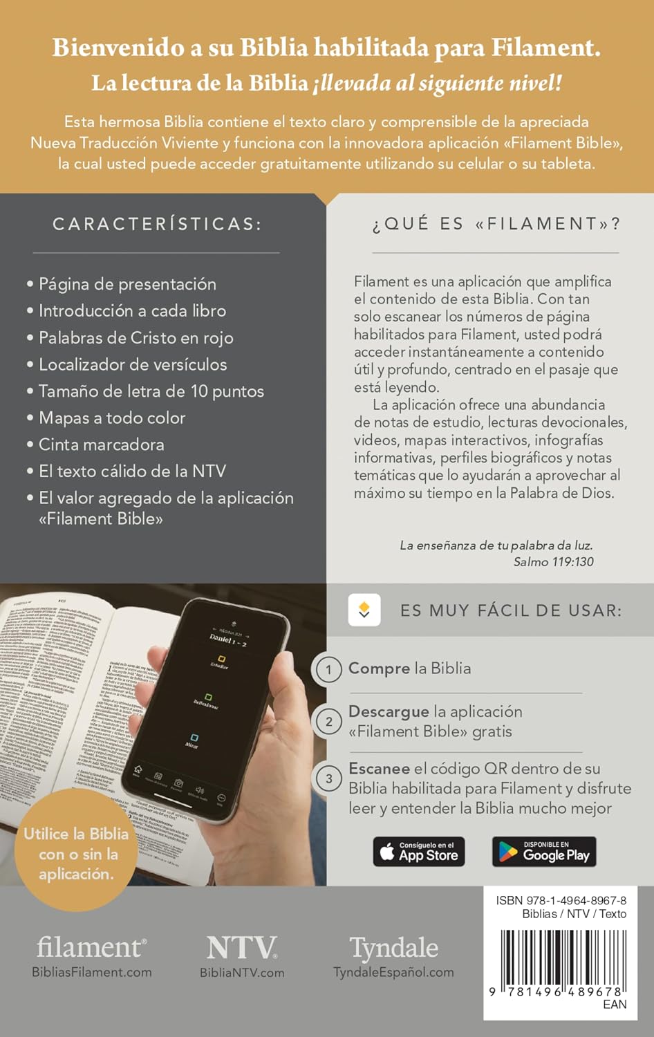 Biblia compacta NTV, letra gigante con Filament (SentiPiel, Gris, Letra Roja) (Spanish Edition)