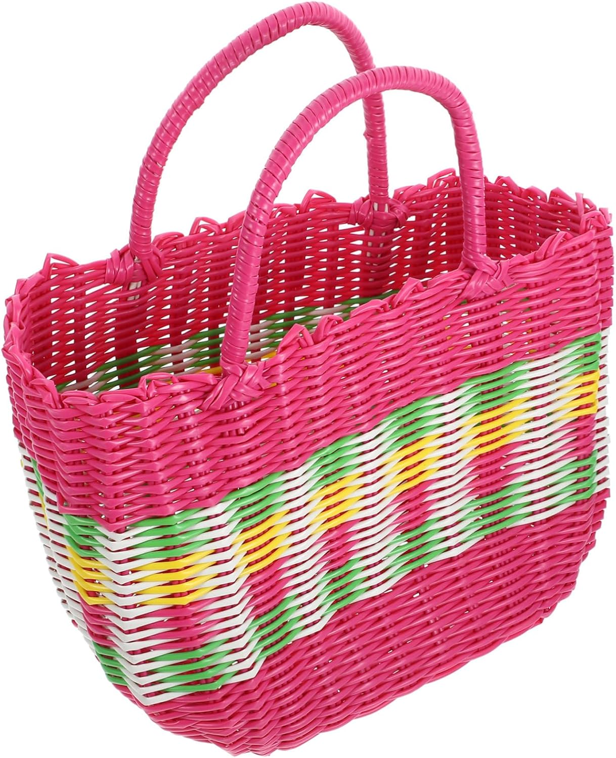 1PC Plastic Woven Storage Basket Medium Random Color Household Organizer for Supermarket Shopping Home Storage and Decorative Display Random Color