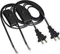 Vista 2 de Cable de lámpara con interruptor de palanca, cable de lámpara con enchufe moldeado y interruptor de encendido/apagado, cable de extensión, extremos