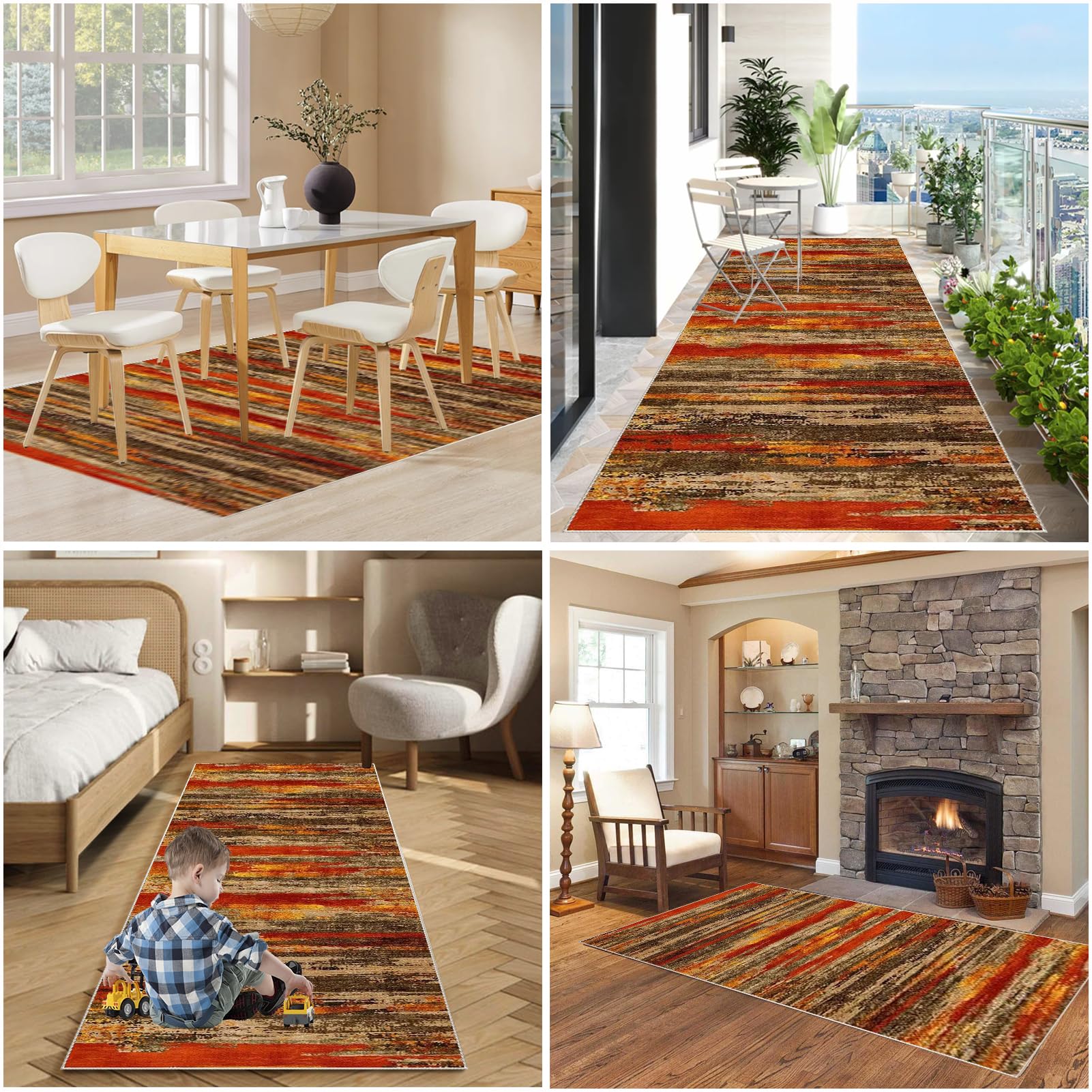 Tapis de Couloir Long pis de Cuisine Lavable antiderapant Tapis d'entrée Interieur 80 x 120 cm Tapis de Passage Tapis Chambre Tapis Cuisine Devant Evier Absorbant pour Salon Passage Chambre