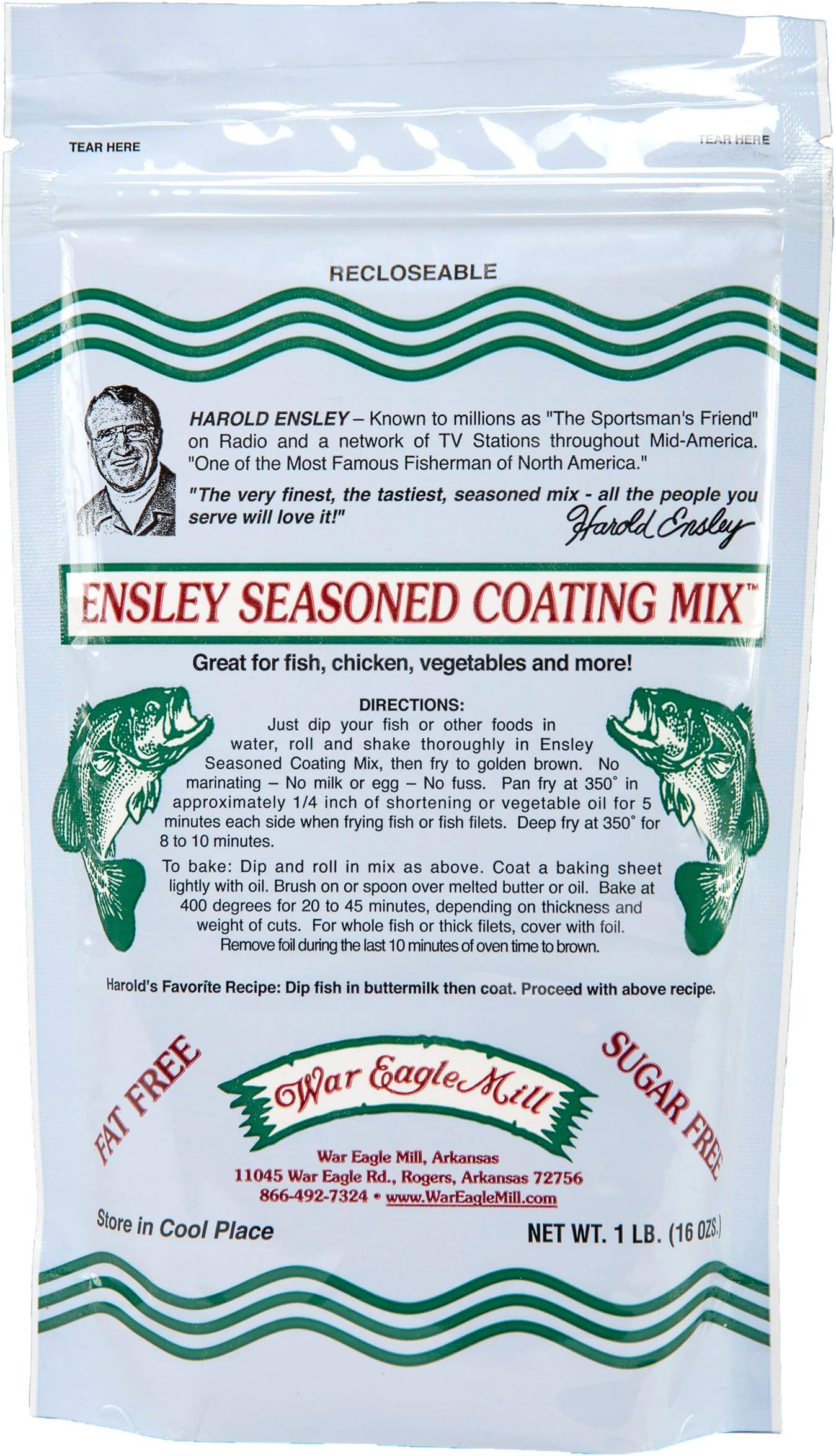 War Eagle Mill Ensley Fish Fry Batter Coating Mix in resealable bag (1 Lb)