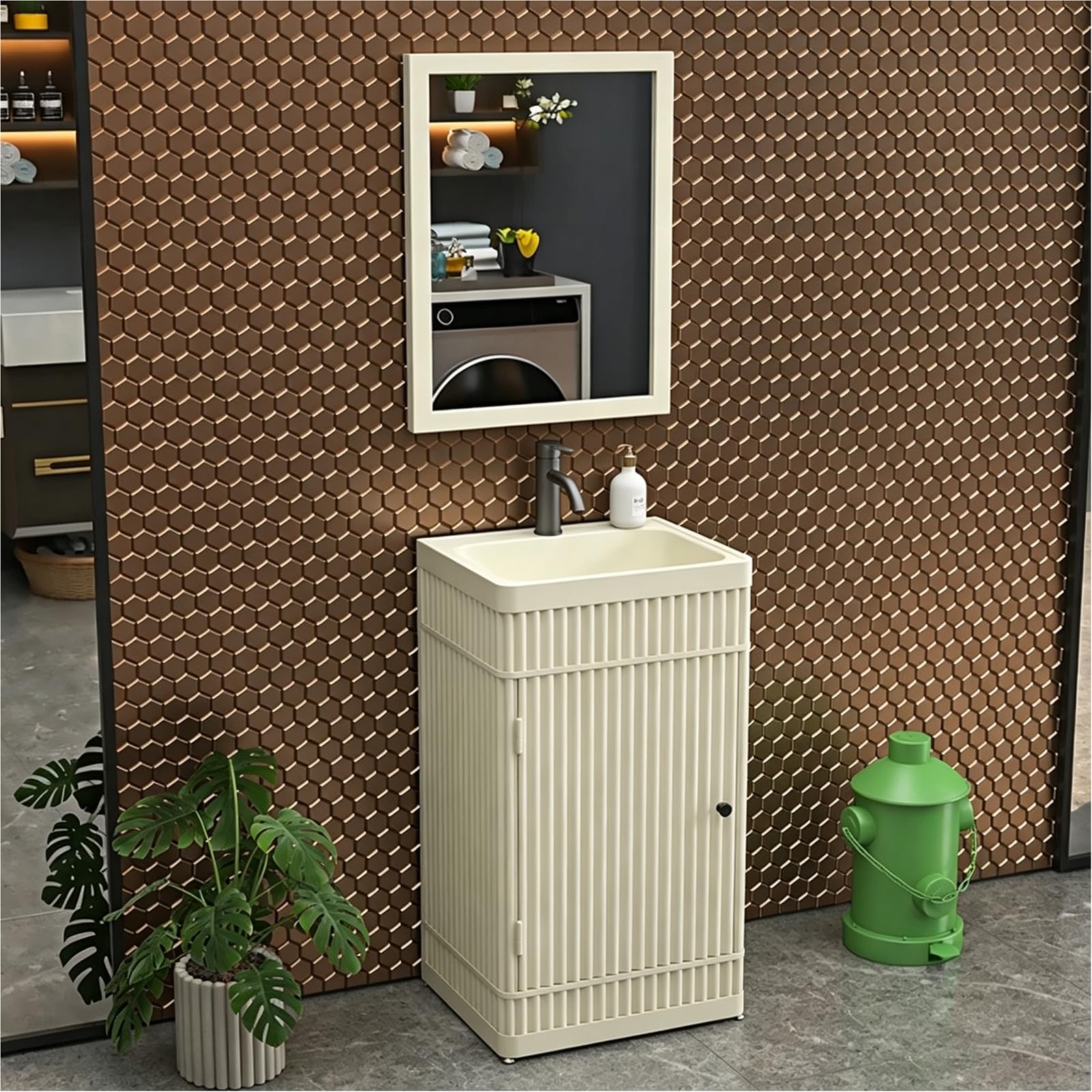 ZTGL Pedestal Sink Rectangular Basin Freestanding Sink Cabinet