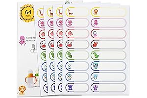 64-Piece Waterproof, Write-On Childcare Labels for Daycare & School Supplies