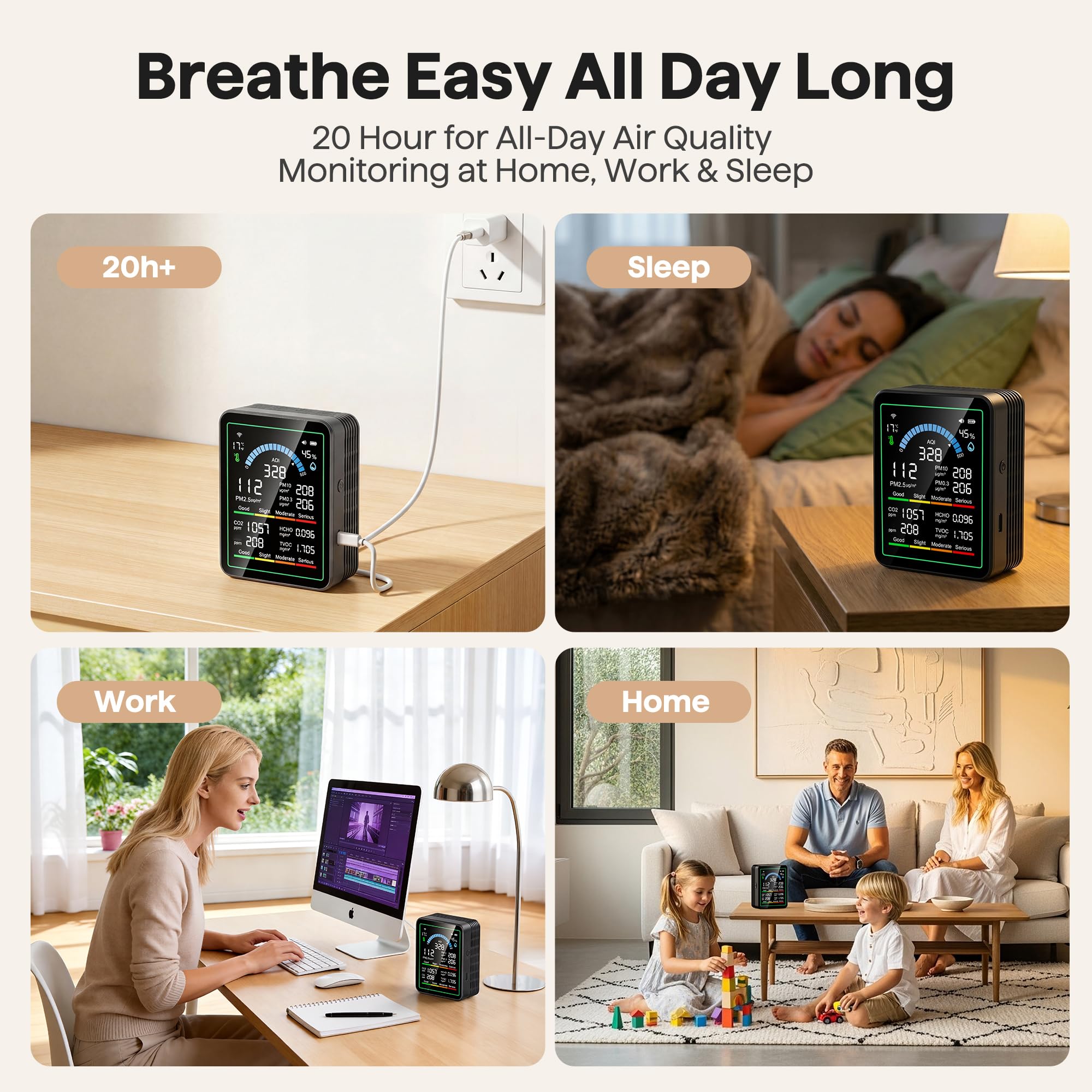 Air Quality Monitor Indoor, 10-in 1 Smart Air Quality Tester — Amazon image 6