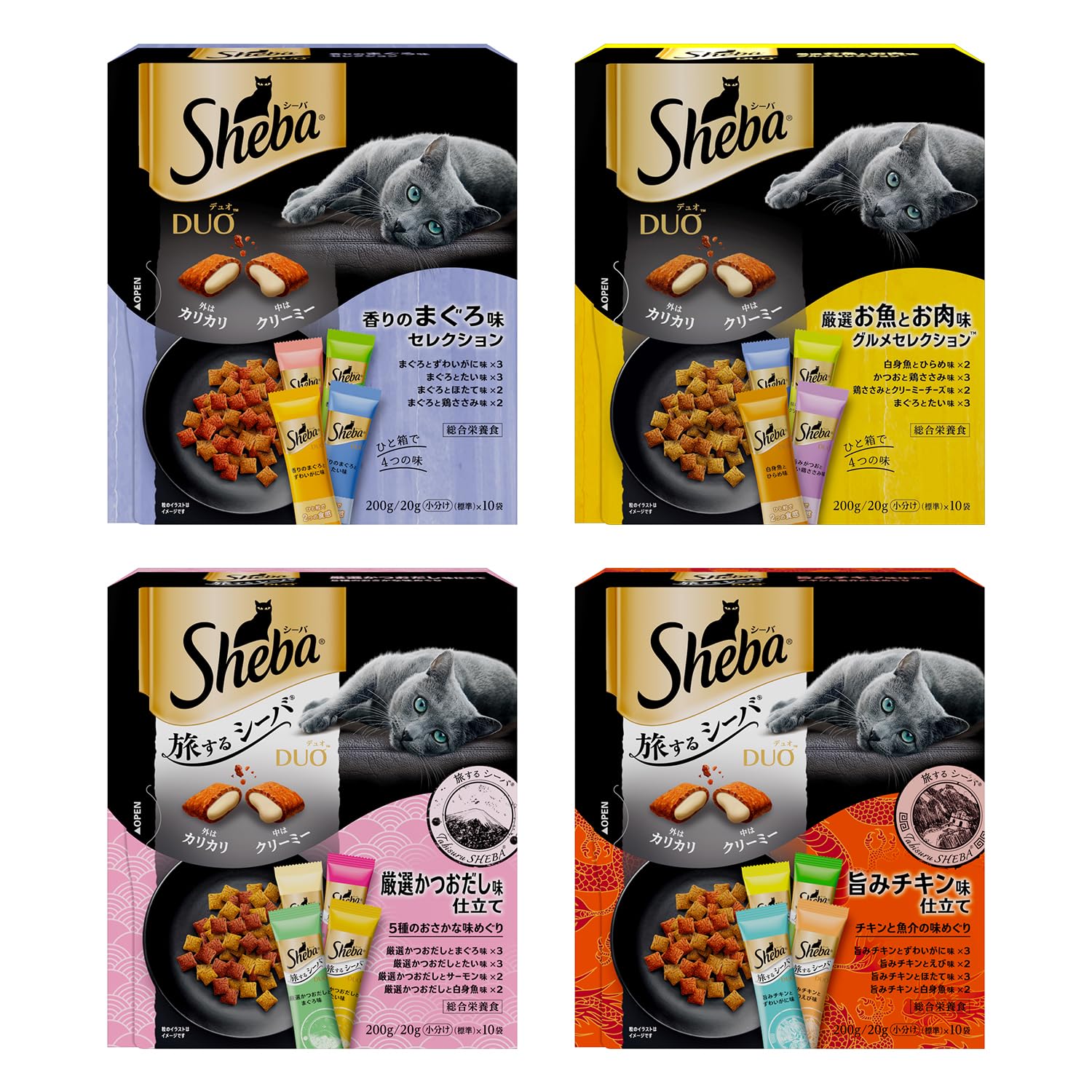 Amazon.co.jp: シーバ デュオ 成猫用 4種バラエティ しあわせ香る