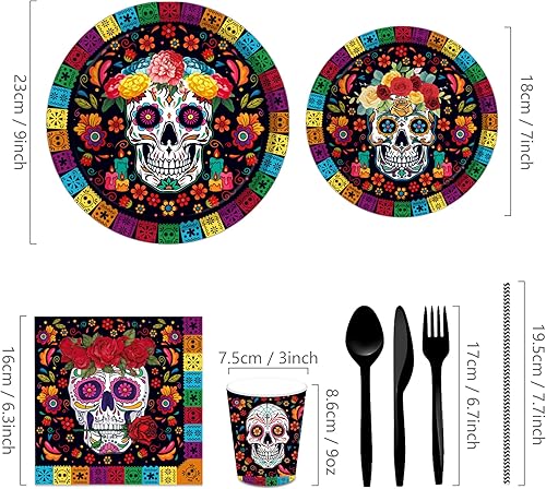 Miniatura 2 de Lide Road Suministros para fiestas mexicanas de 116 piezas, 16 invitados, decoraciones de fiesta mexicana, incluyendo platos de papel para fiesta