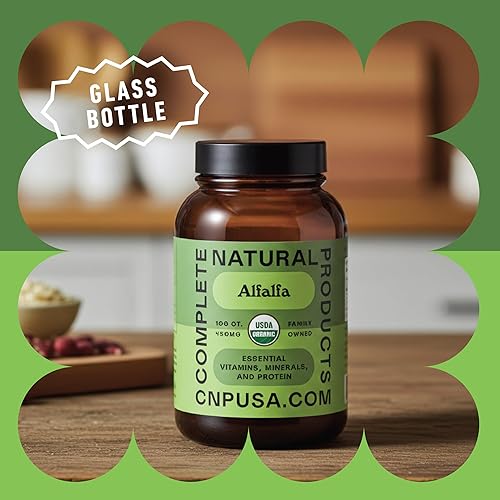 Miniatura 4 de Complete Natural Products Hoja de alfalfa pura (Medicago Sativa) - 100 cápsulas - 630 mg de polvo de hoja de alfalfa orgánica seca pura en cápsulas