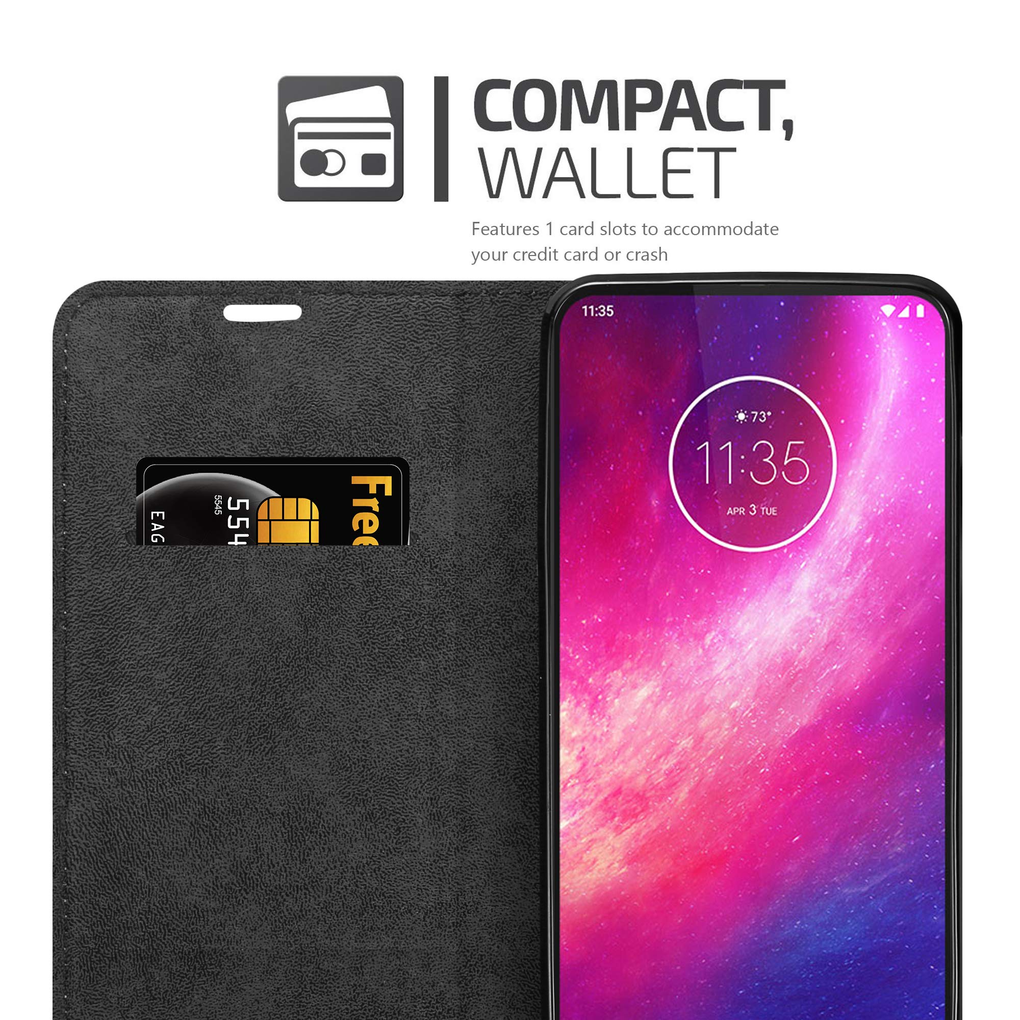 Cadorabo Custodia A Libro Portafoglio Per Motorola One Pro / One Zoom - Pelle Finta Bruno Café - Con Slot Carte, Funzione Stand E Chiusura Magnetica - 2