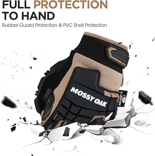 Miniatura 3 de Mossy Oak Guantes tácticos de protección de goma, guantes de Airsoft para pantalla táctil para caza al aire libre, motocicleta, escalada, paintball