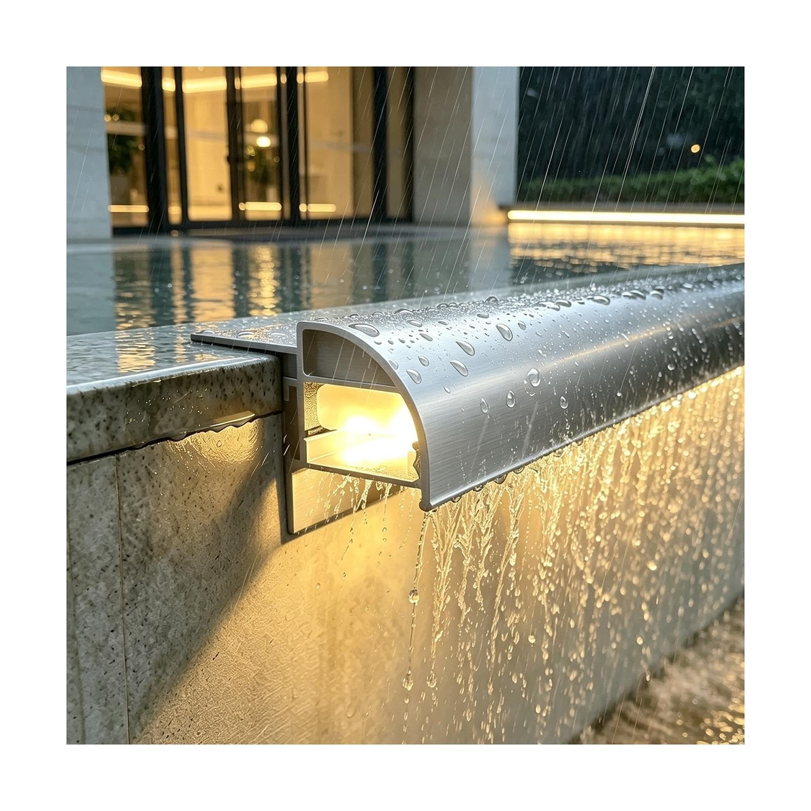 Luce a cascata LED in alluminio tagliabile | Lega di alluminio, eccellente deviazione acqua, misure personalizzate, montaggio facile(Silver,3pcs)