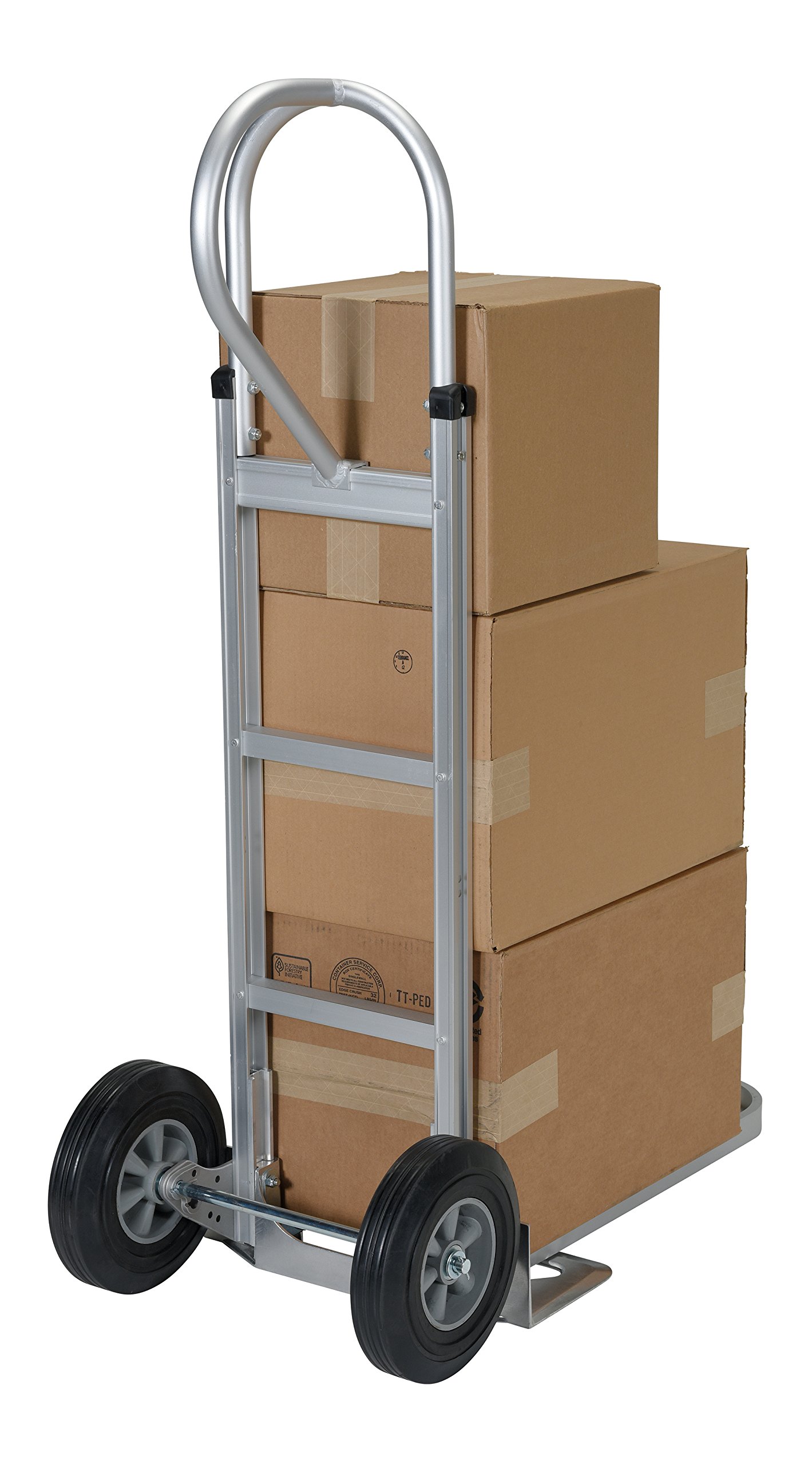 Vestil APHT-500A-HR aluminiowy wózek ręczny z uchwytem P, gumowe koła, nośność 140 kg, wysokość 150-1/2 cala, 50 cm szerokość x 45 cm głębokość