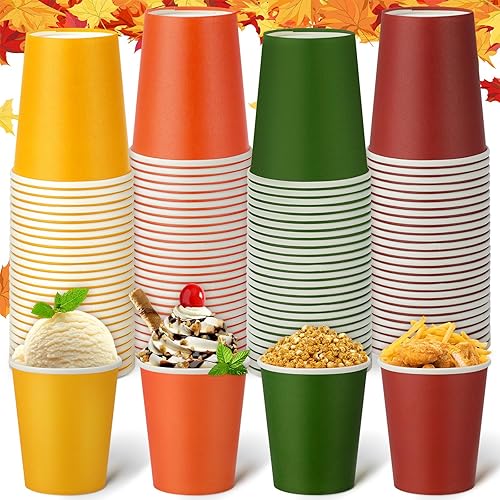 Miniatura 8 de Funtery 100 vasos de papel desechables multicolores de diseño pastel, taza de cacao caliente, suministros de fiesta familiar, vasos de papel
