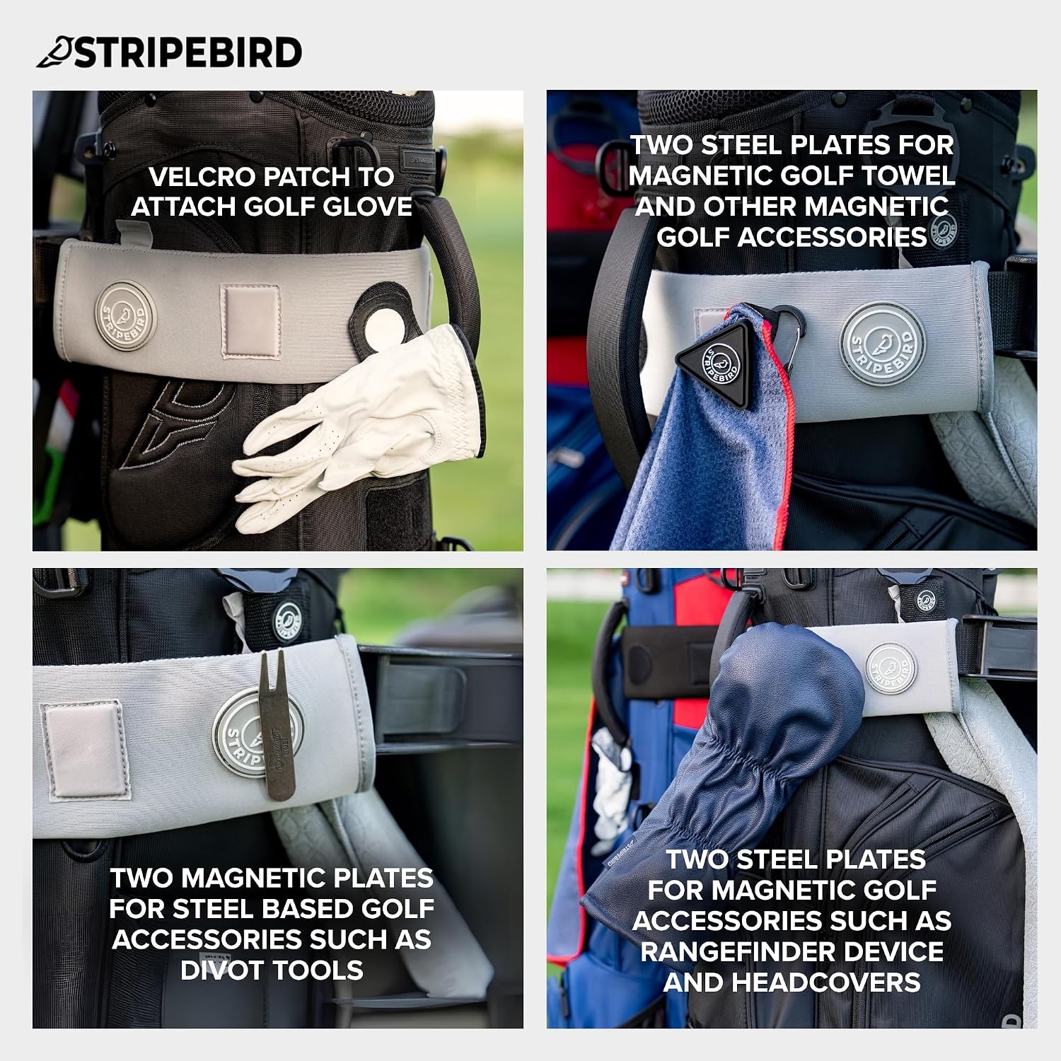 Stripebird - Premium Golf Cart Strap Sleeve Protector - Save Your Golf Bag from Golf Cart Straps - Includes Magnetic and Steel Plate for Magnetic Golf Accessories image 3