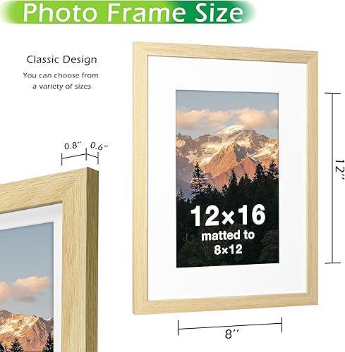 Vista 18 de FrameWorks Paquete de 2 portarretratos de 8 x 10 pulgadas mate a 5 x 7 pulgadas, roble natural, marco de fotos clásico de madera con vidrio