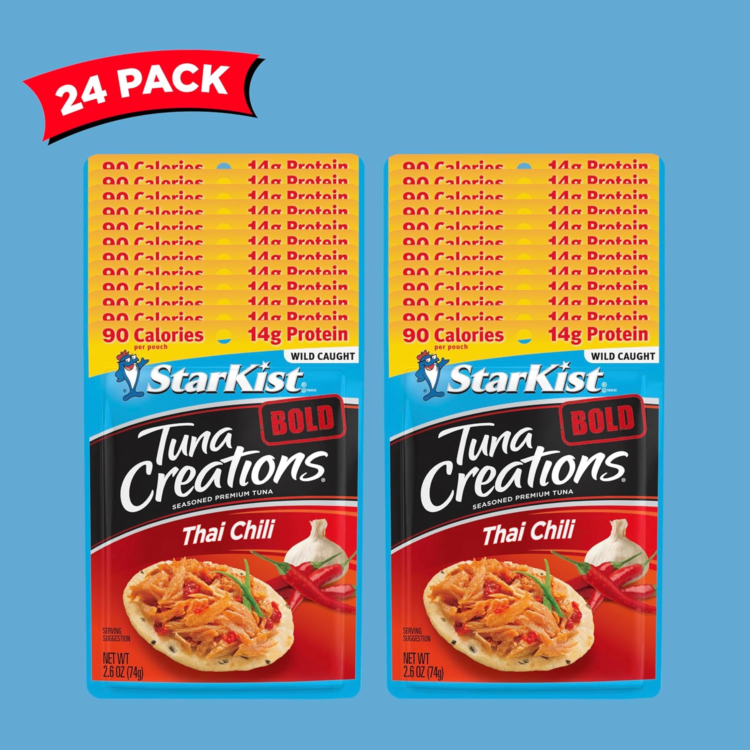 StarKist Tuna Creations BOLD Thai Chili Style Pouch (2.6 oz - 24 Pack) Wild Caught, High Protein Shelf Stable Seafood, Gluten Free, Soy Free, No Draining, Ready to Eat for Salads and Sandwiches