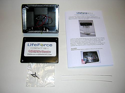 LifeForce Devices - Generador de plata coloidal compacto EZ-1 Barebones con cables de calibre 10