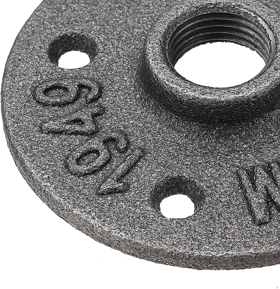 Flange Flange 5 Pcs Malleable Thread Floor Iron Pipe Fittings Wall Mount Industrial Style(DN20)