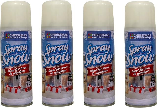 SDMAX 4 x Artificial Snow Spray for Christmas Party Celebration, Ideal for Xmas Tree Decoration
