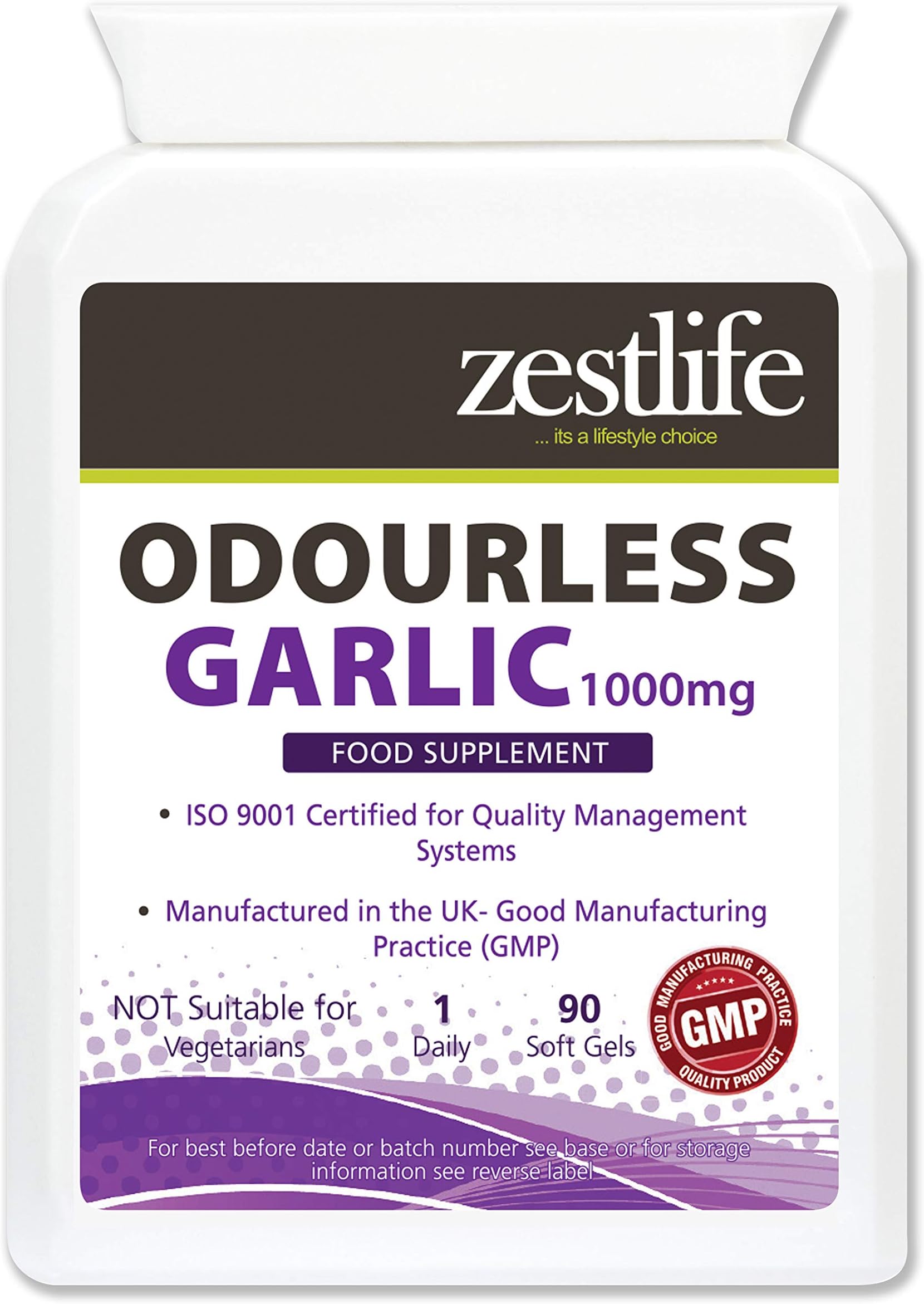 Zestlife Odourless Garlic Soft Gel Capsules 1000mg - One-a-Day