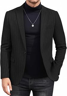 Men's Tweed Herringbone Blazer One Button Casual Sports Coats Slim Fit Suit Jackets Formal Dress Blazers