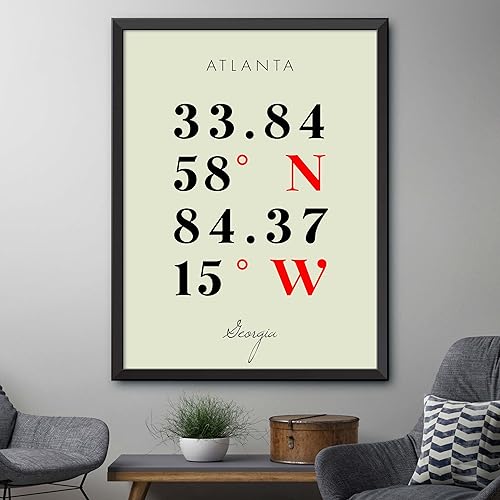 Miniatura 4 de Mapa de Atlanta, Georgia, Coordenadas Multilínea de Color (24x36)