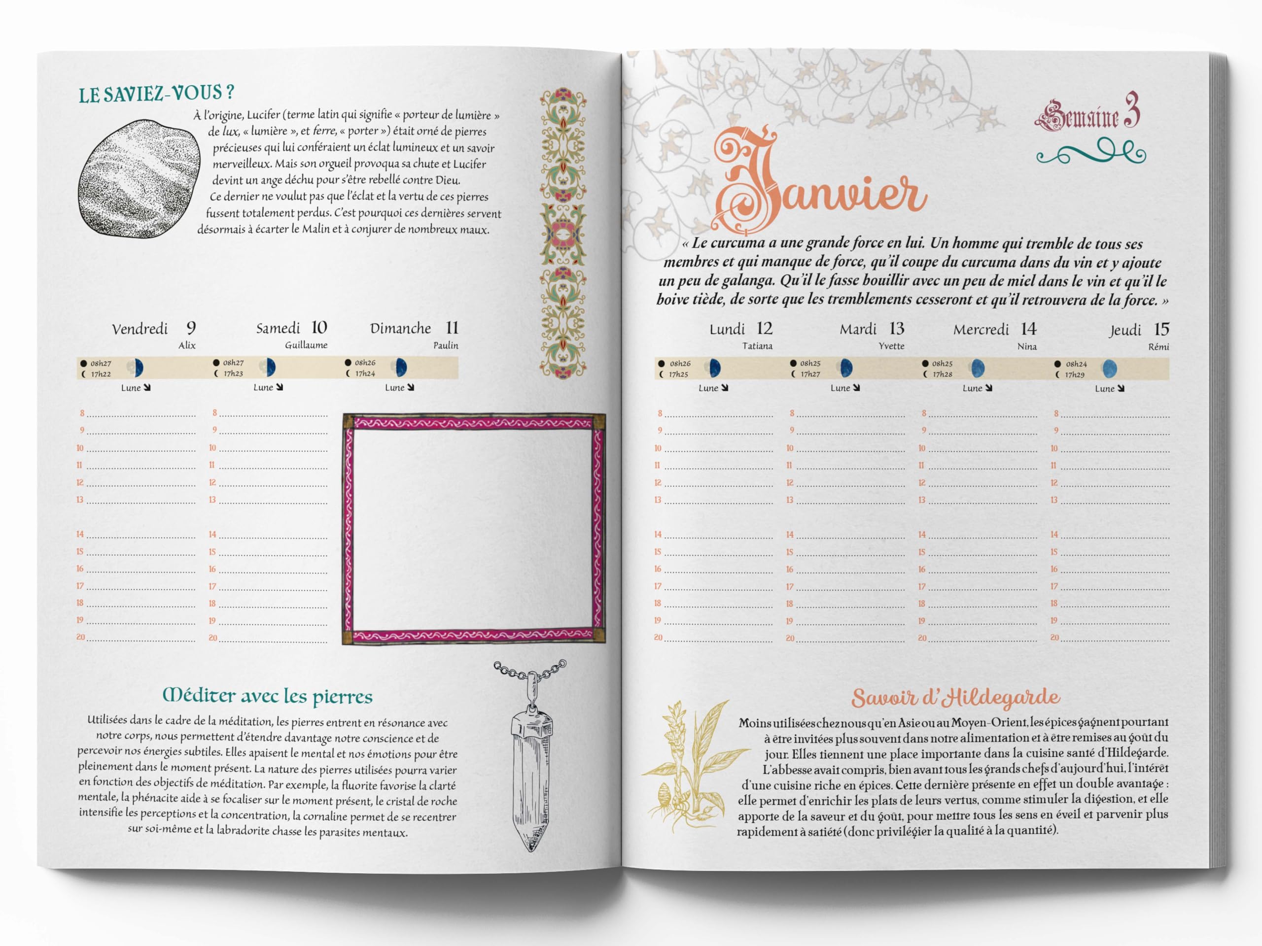 Mon agenda Hildegarde de Bingen 2026: Remèdes, plantes et cristaux