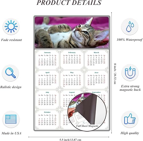 Miniatura 5 de Calendario magnético 2024  Imanes del calendario  Today is my Lucky Day  Resistente a la decoloración, desgarros y agua  Temática de gato 08 (5.25 x