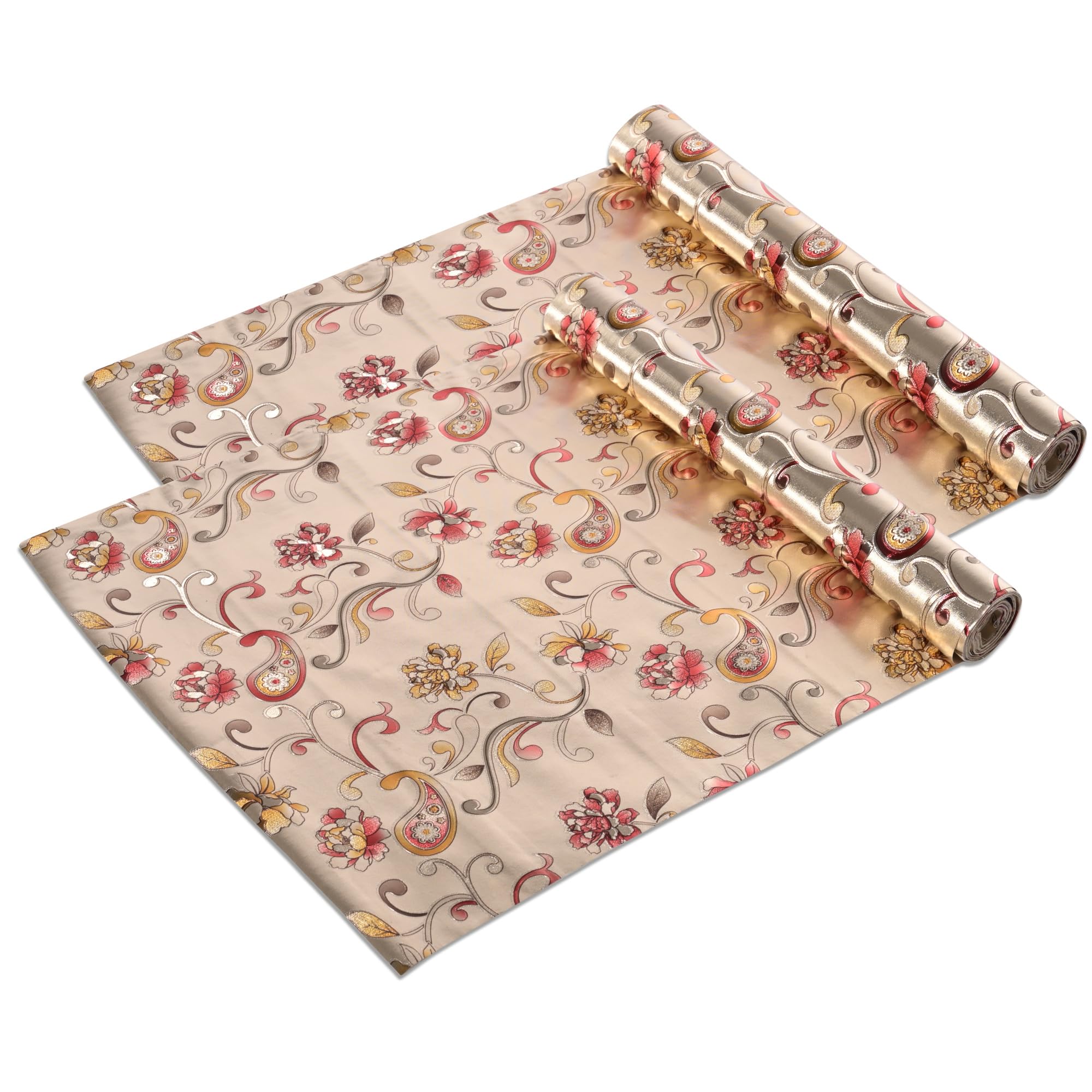 Kuber Industries Waterproof Shelf Liner - Red Flower -9 Kuber Industries Waterproof Shelf Liner - Red Flower -9