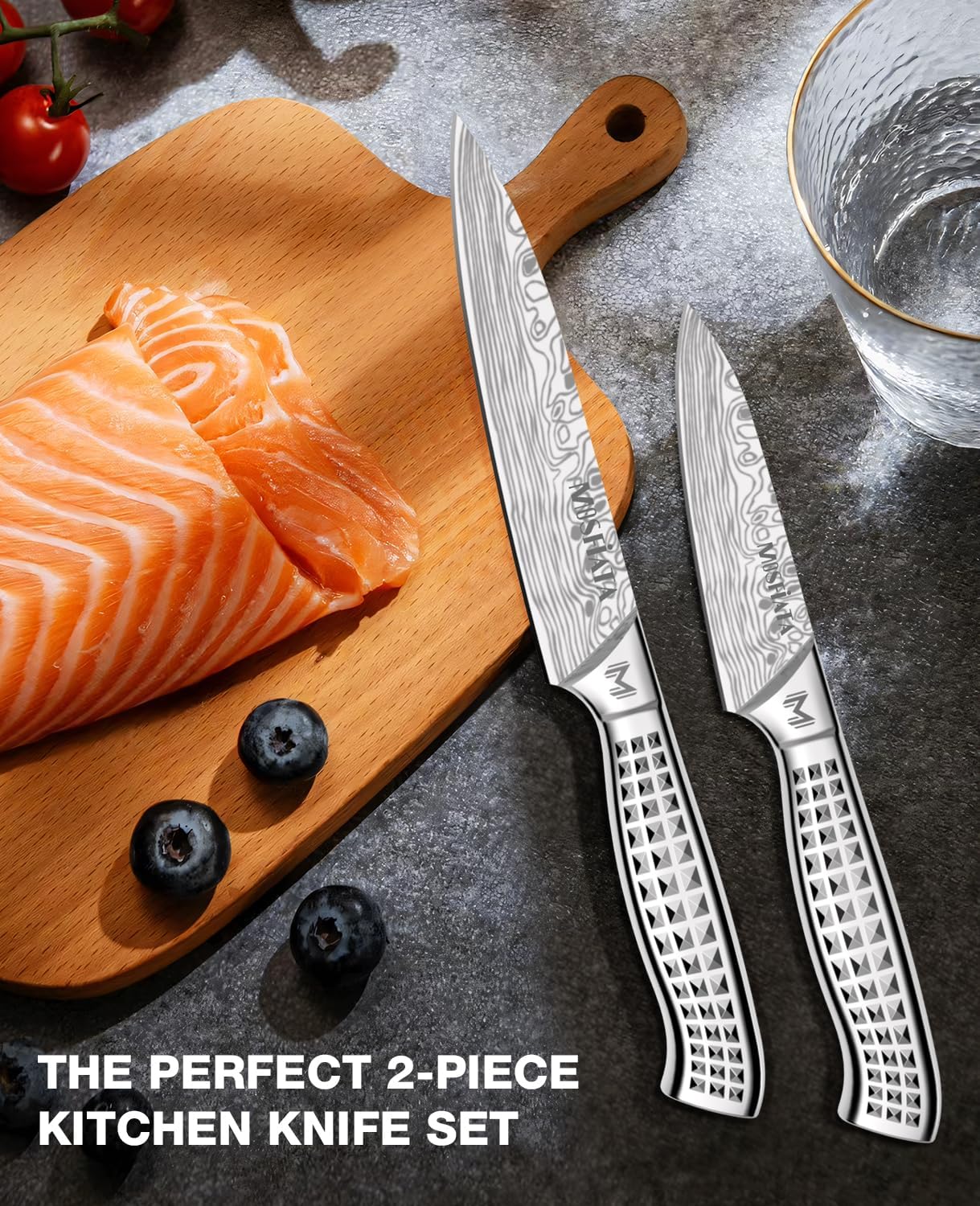 MOSFiATA 2pcs knife set，Stainless Steel Handle, Knives Set for Kitchen, Chef Knife Set Come with Gift Box - Image 3