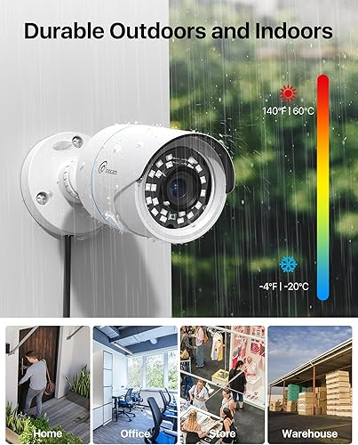 Miniatura 3 de Loocam Cámara de seguridad HD de 2 MP 1080p, híbrida 4 en 1 CVITVIAHDCVBS Bullet con cable, visión nocturna IR de 80 pies, IP66 resistente a la