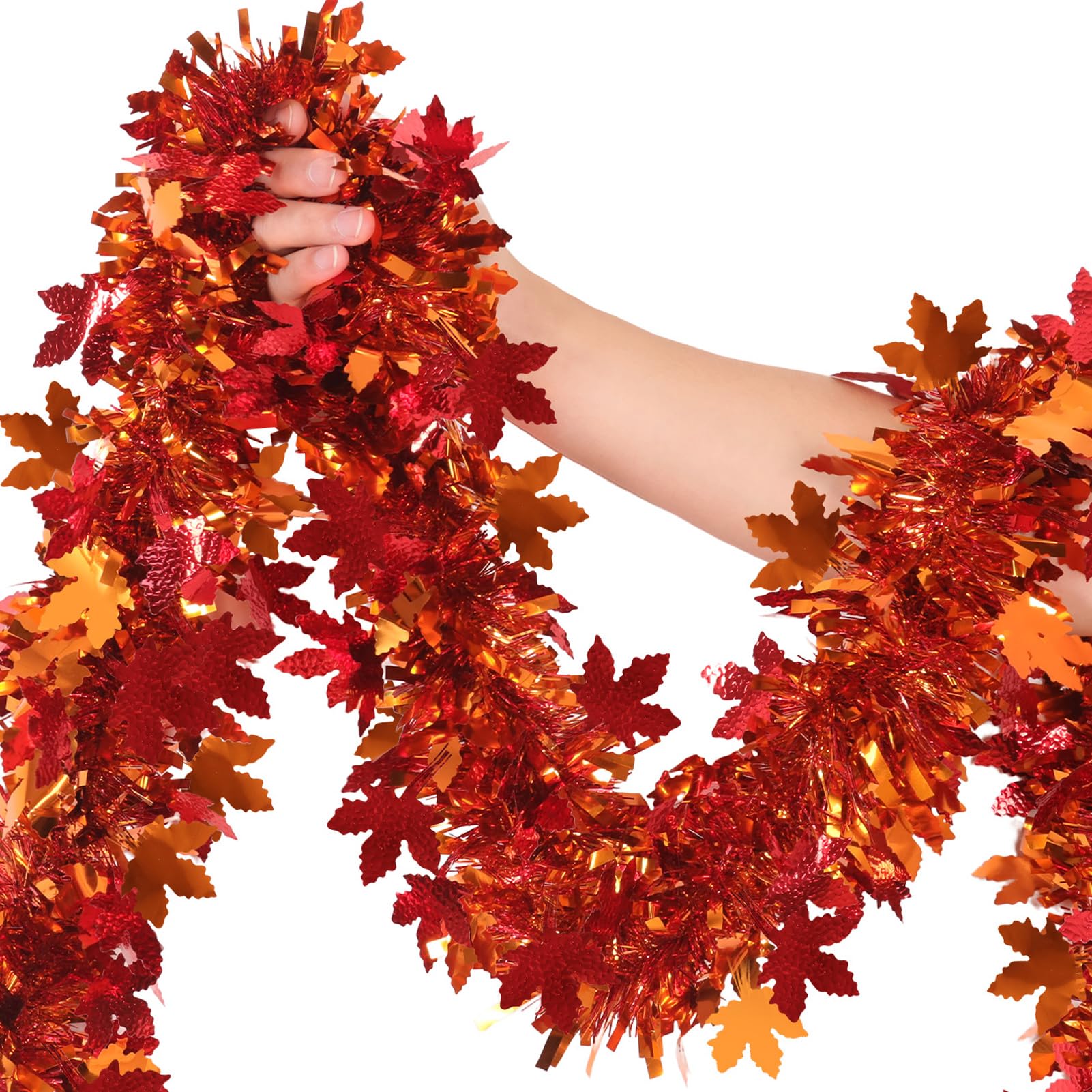 Hongsome 50Ft Fall Maple Leaves Garland Glitter Tinsel