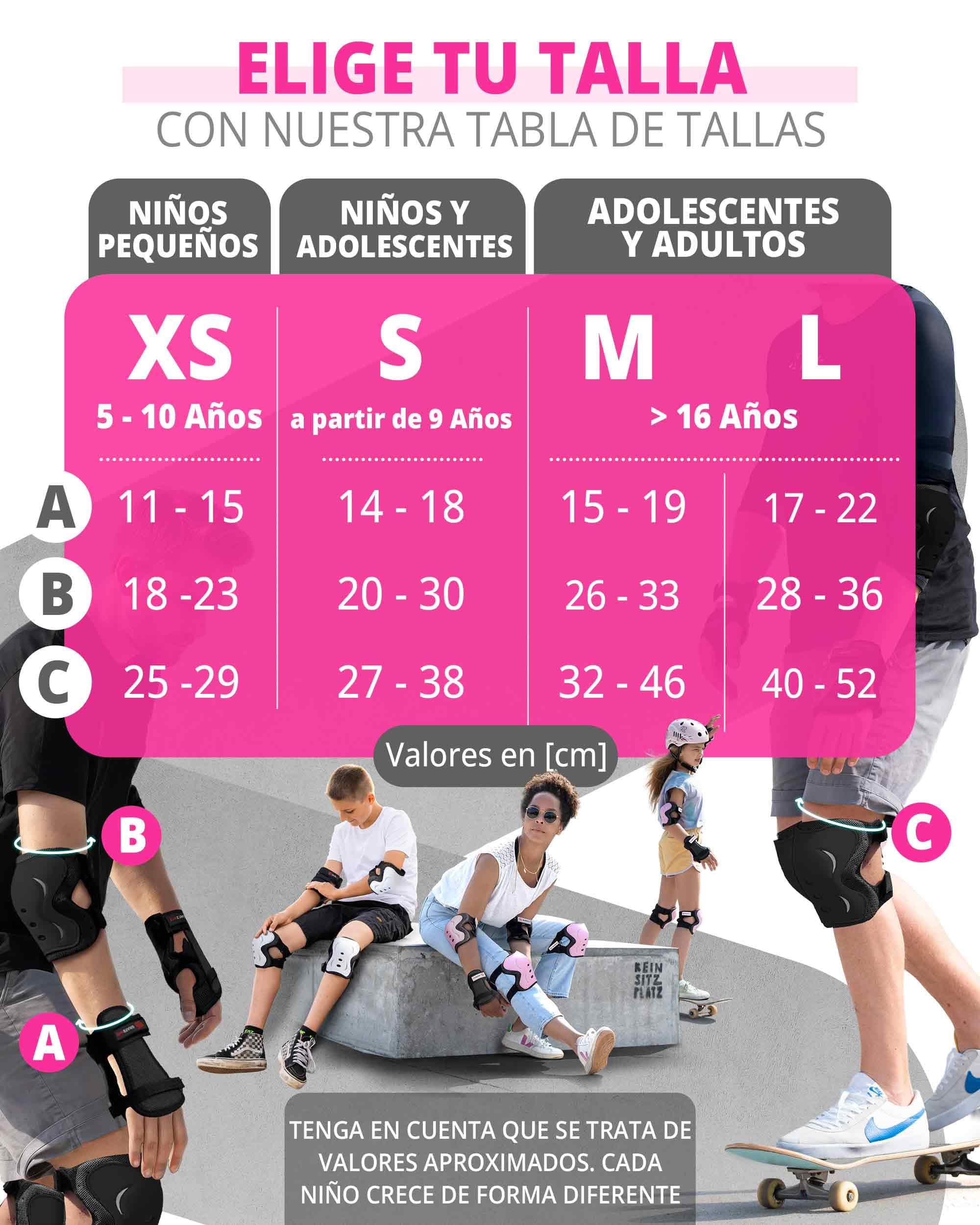 SKATEWIZ Protecciones Patines Set - Para Niño, Niña, Adolescentes y Adultos [6 piezas] con Rodilleras y Coderas Muñequeras - Protecciones Patines Niño — view 5