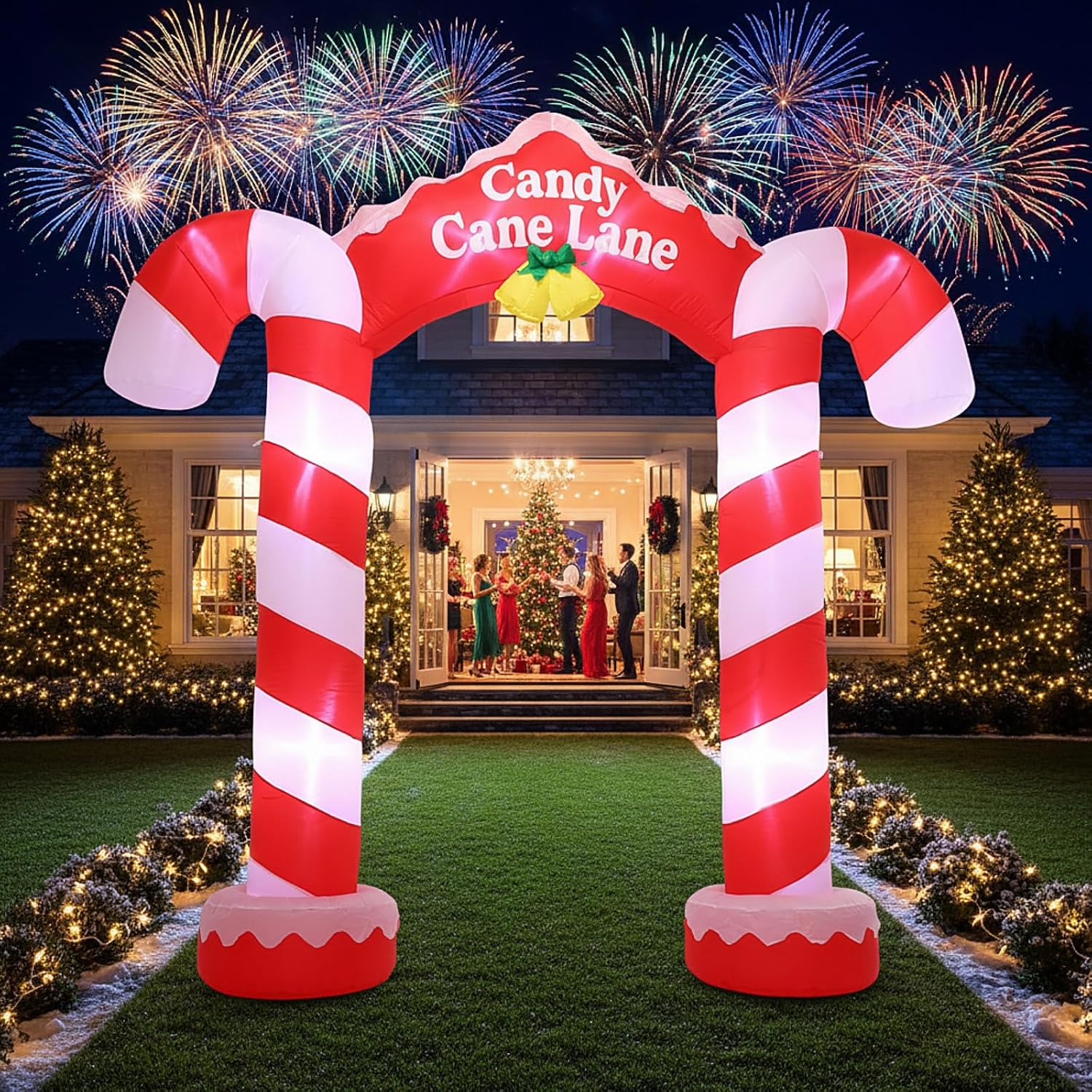 Soulchen 10ft 2025 Giant Candy Arch Inflatable Decoration Merry Christmas Arch Outdoor Decoration Built-in LED Light Blower Suitable for Indoor Outdoor Garden Yard Christmas Holiday Decor (Candy)