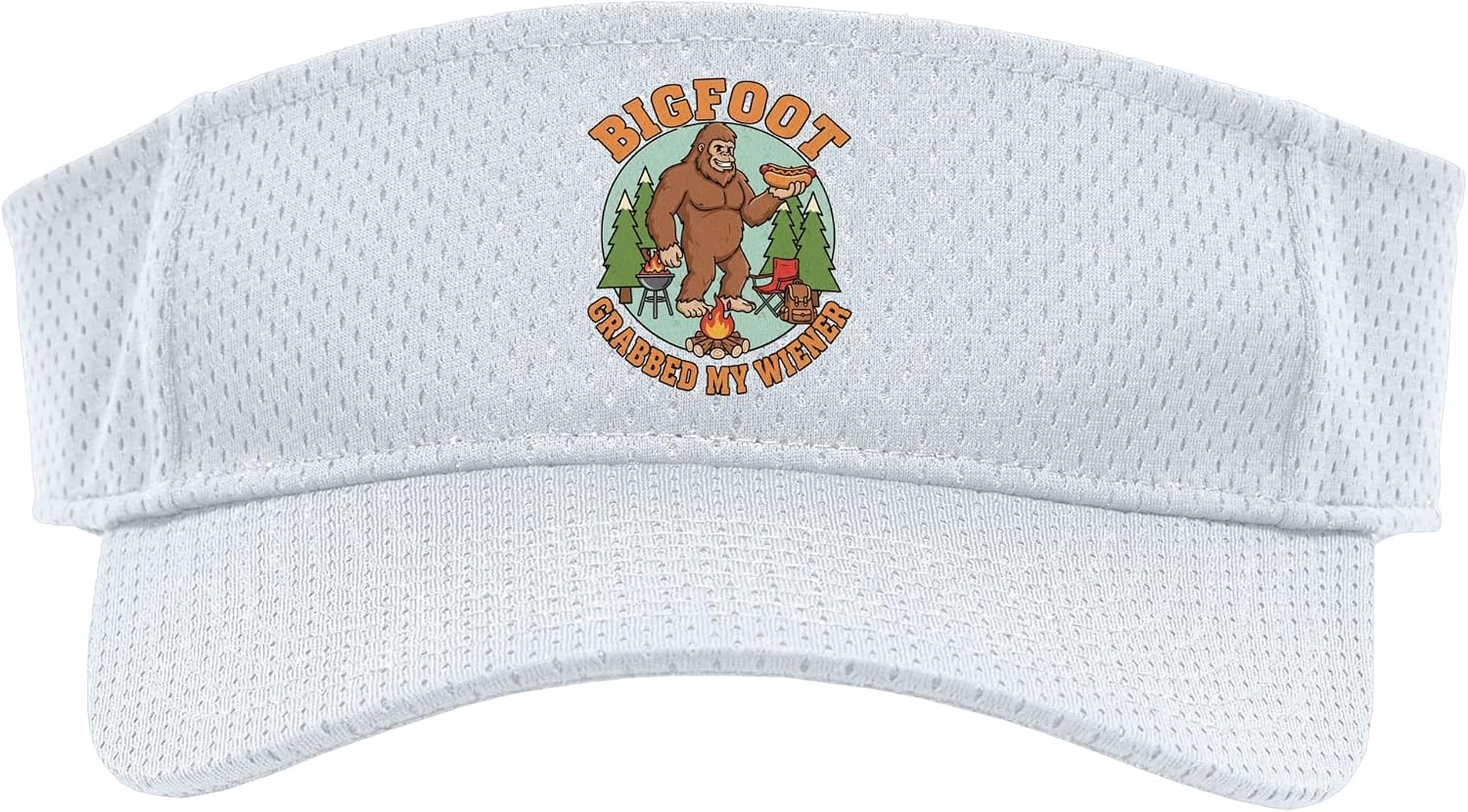 Bigfoot Grabbed My Wiener Funny Camping Kids Sasquatch Hot-d Sport Sun Visor