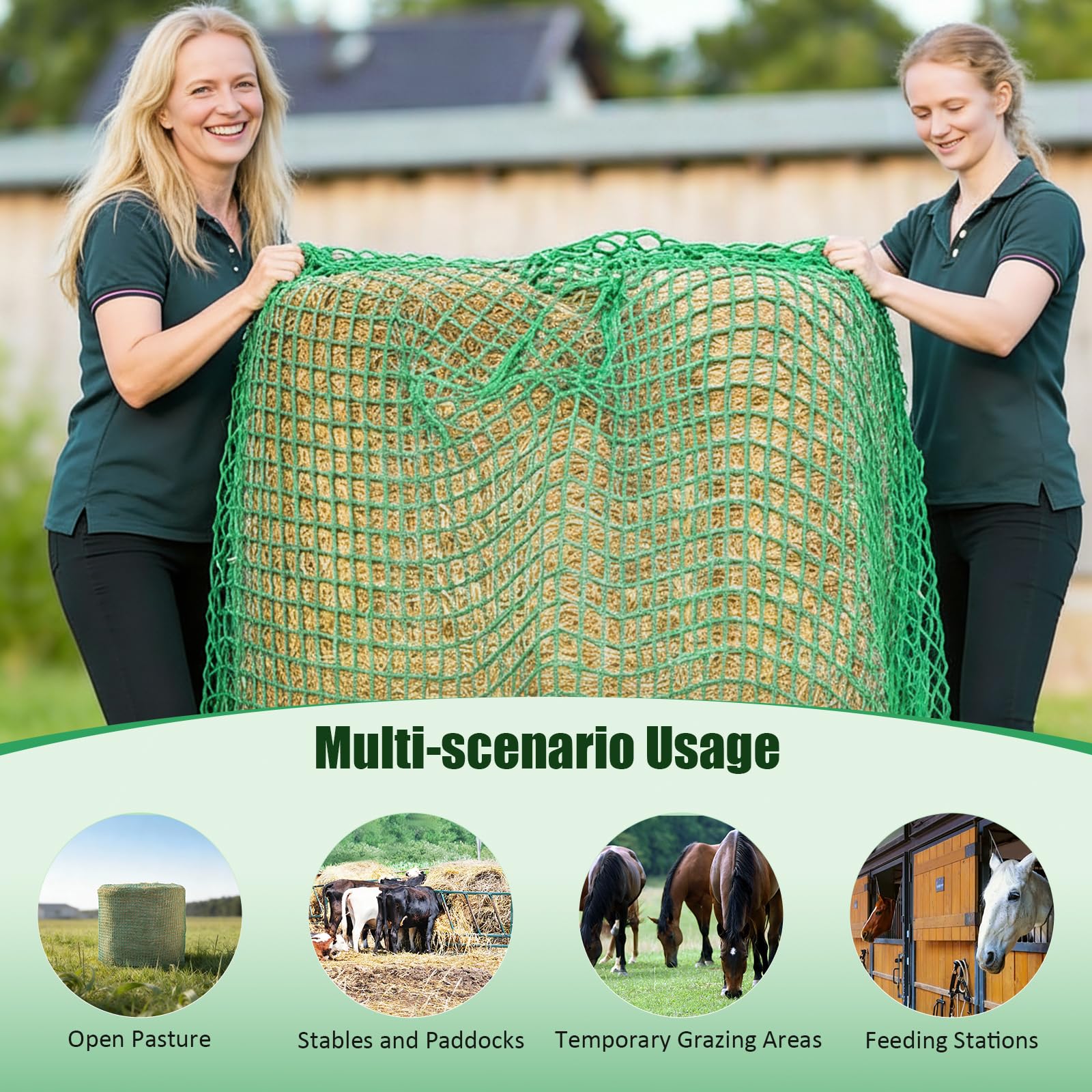 Rete per balle di Fieno Rotonde, Ø 150 cm Altezza 150 cm — Grande Rete per Fieno per Cavalli Dimensione Maglia 5x5 cm Robusta Rete per balle Rotonde Ete per balle di Fieno a Maglia fitta