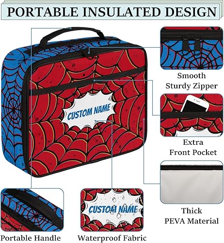 Miniatura 3 de Lonchera personalizada para niños – Lonchera personalizada para niños y niñas, bolsa de almuerzo con aislamiento suave e impermeable reutilizable,