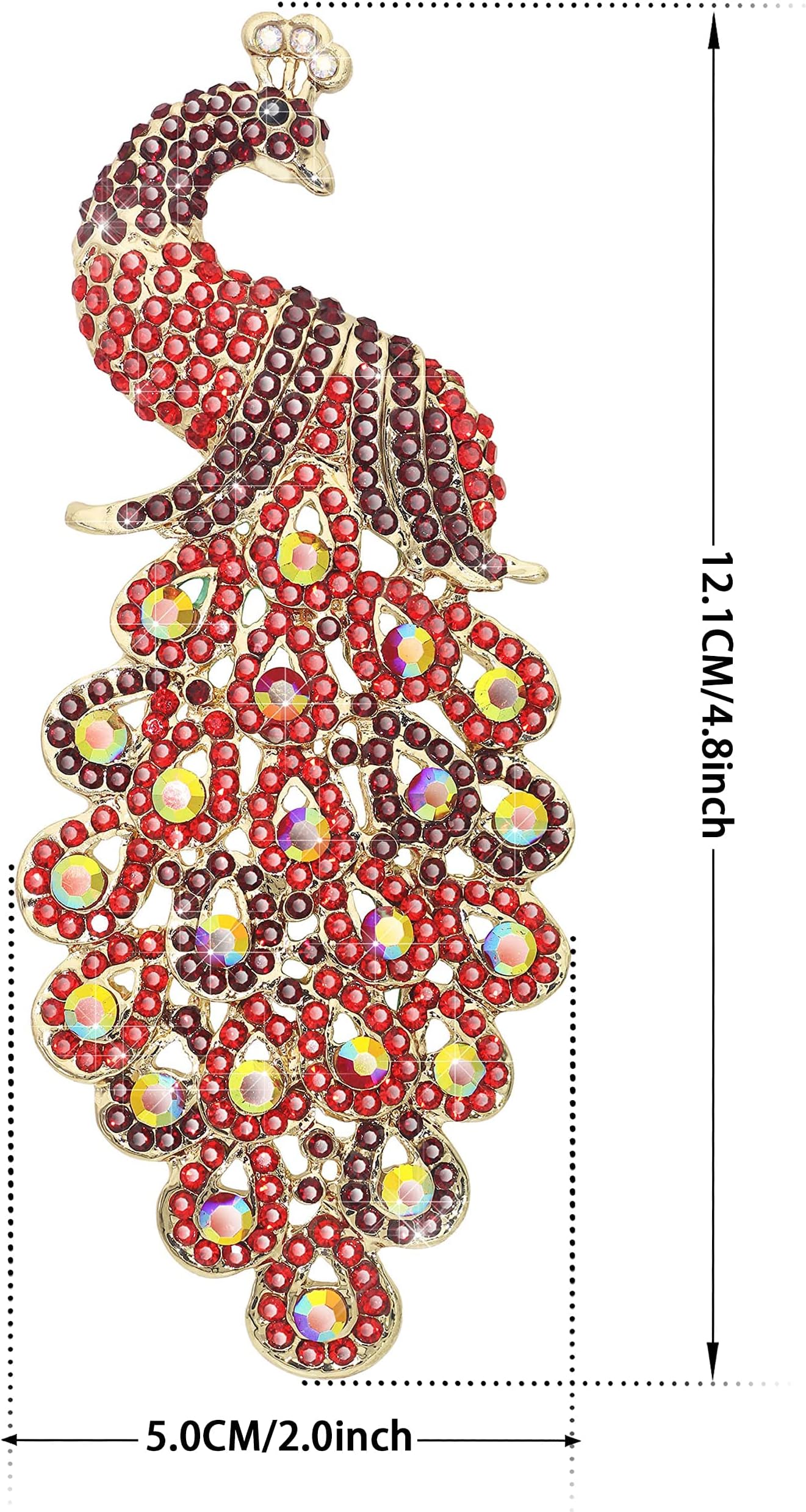 Delicate Large Peacock Animal Brooch Lapel Pin Dainty Rhinestone Brooch Costume Jewelry Accessories for Scarf Corsage