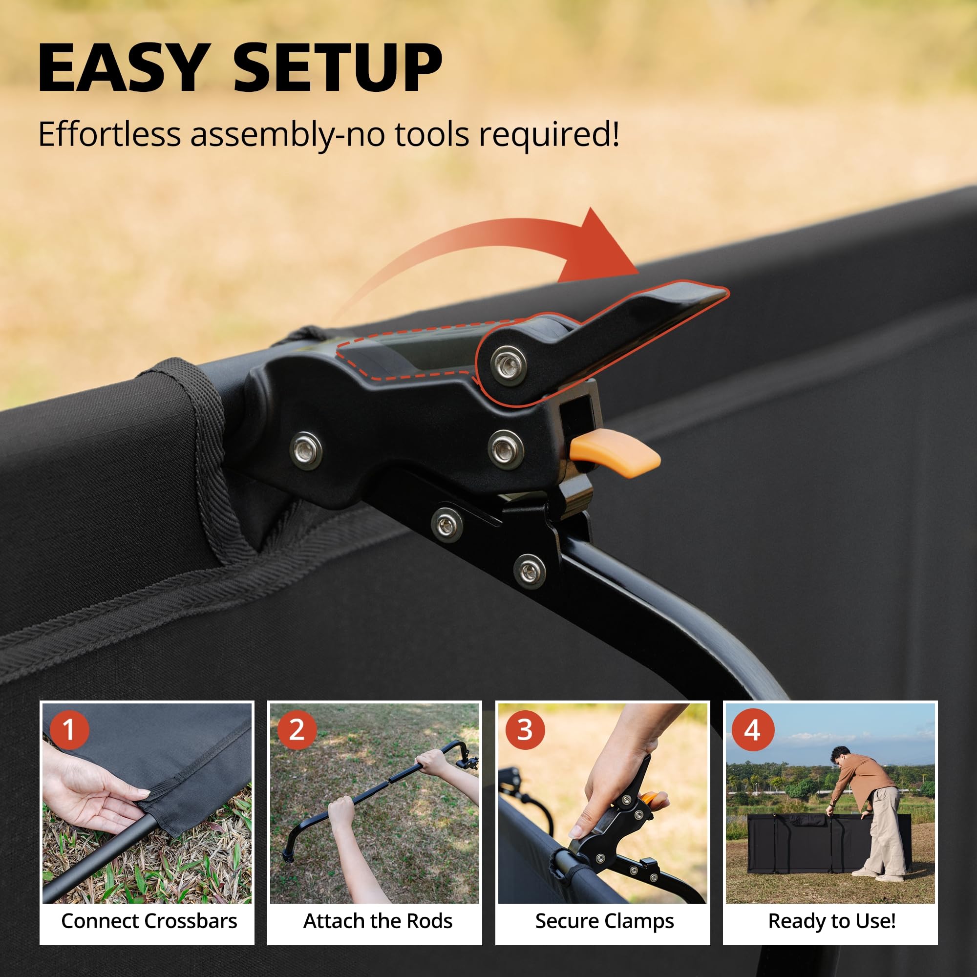 Mojest Ultralight Camping Cot for Adults - Portable Folding Camping Bed, Supports 350 lbs - Lightweight for Travel, Camping, Hiking, Backpacking, Mountaineering, Black