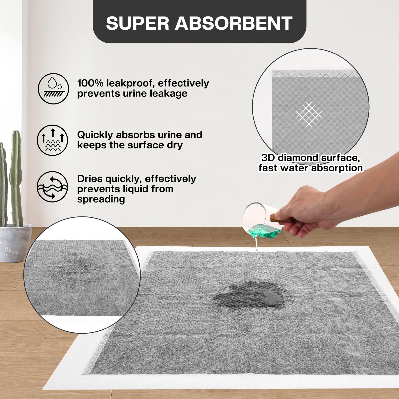 40 Pezzi Tappetini Igienici per Cani 60X60cm - Tappetini Monouso per Cane - Tappetini al Carbone con Controllo Degli Odori